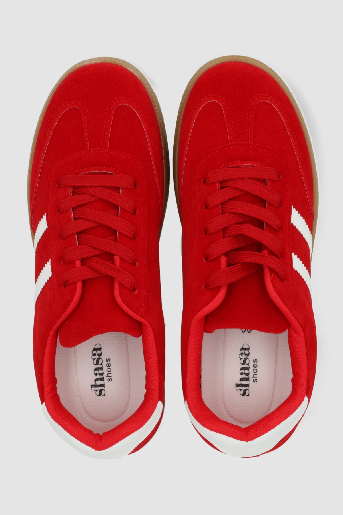Tenis casual rayas puntera suede ROJO