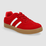Tenis casual rayas puntera suede