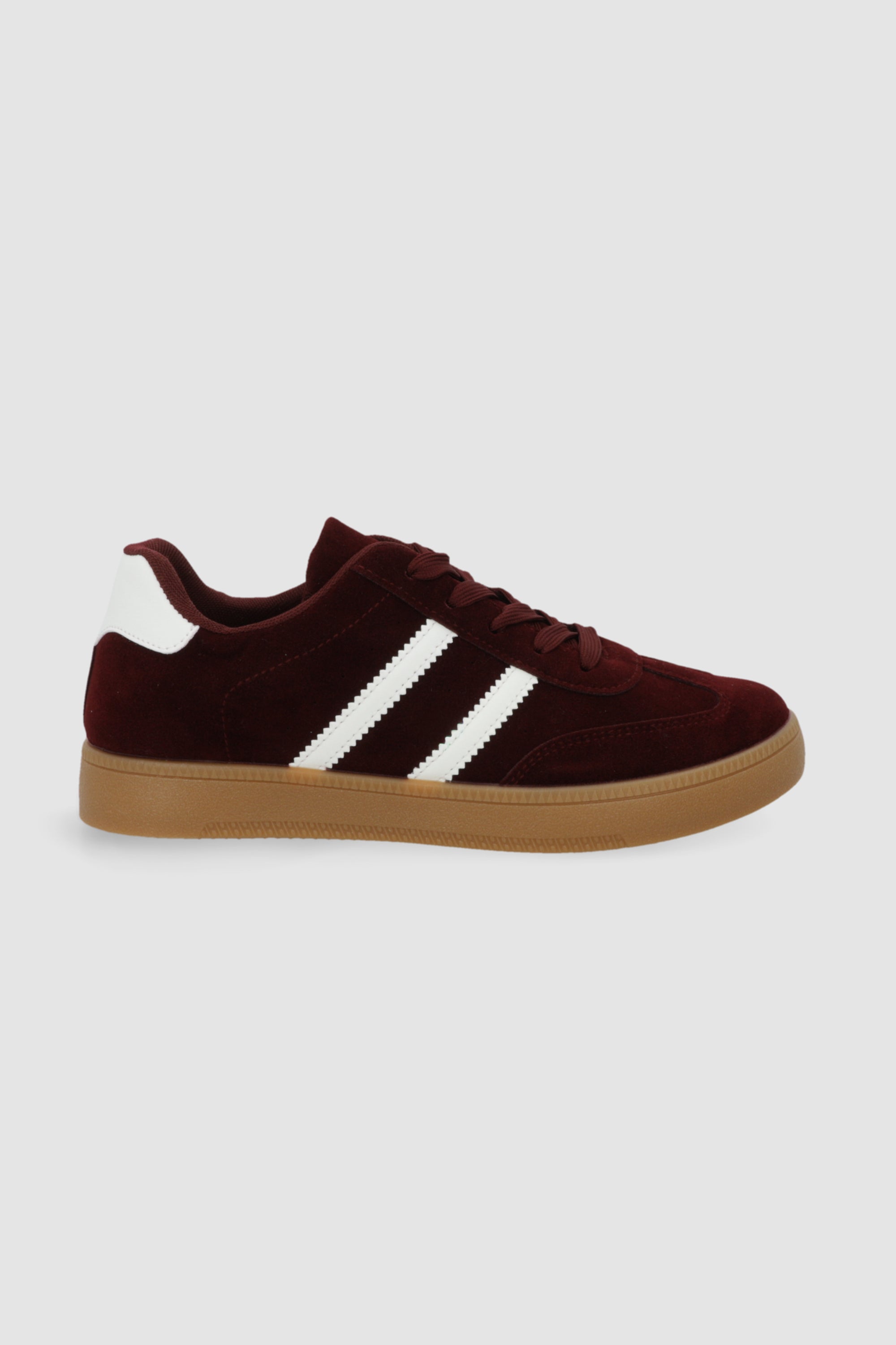 Tenis casual rayas puntera suede VINO