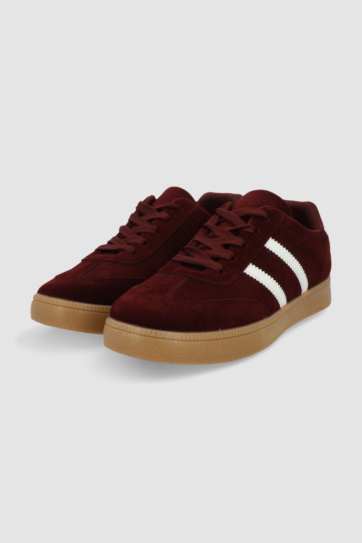 Tenis casual rayas puntera suede VINO