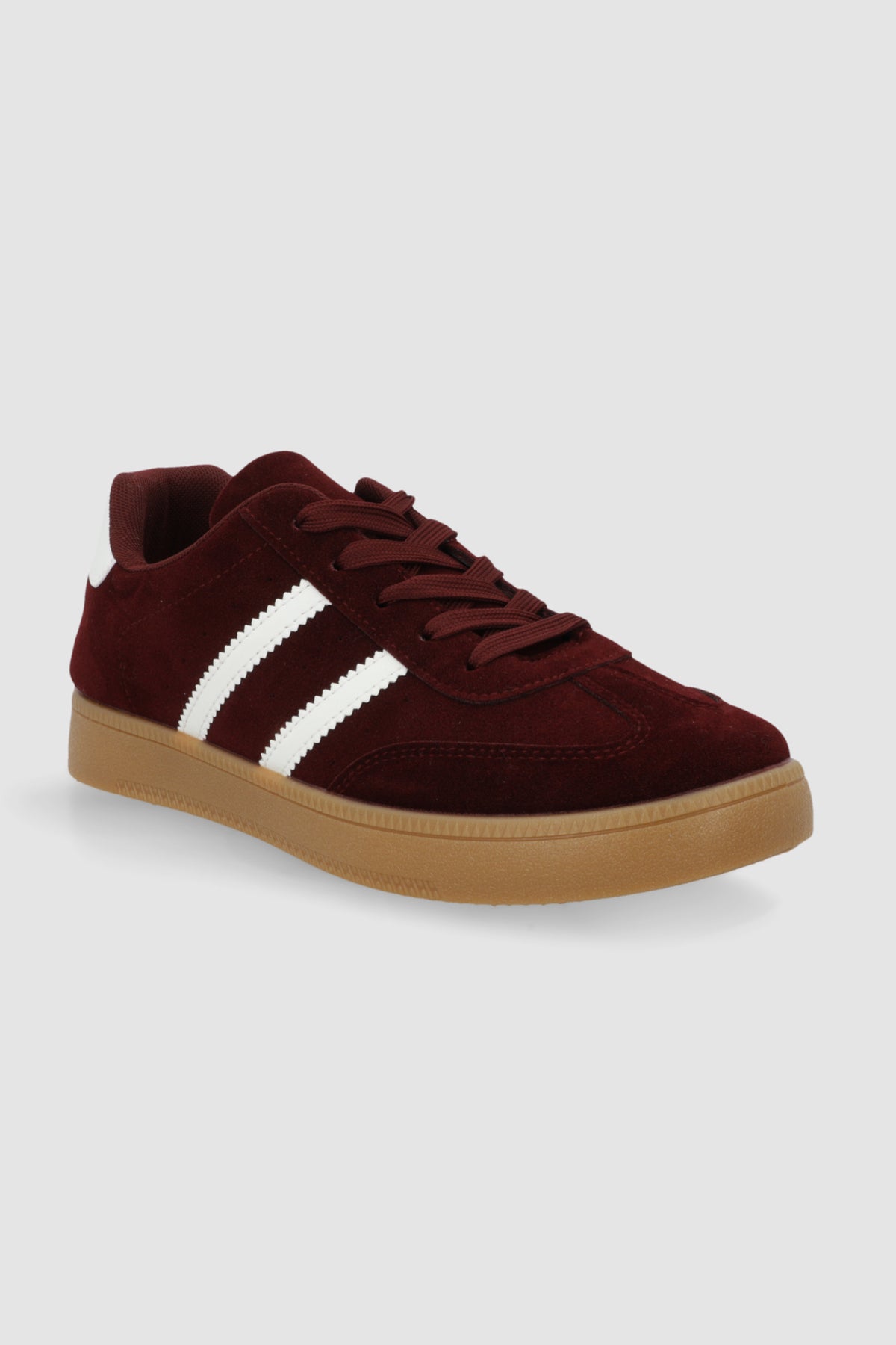 Tenis casual rayas puntera suede VINO
