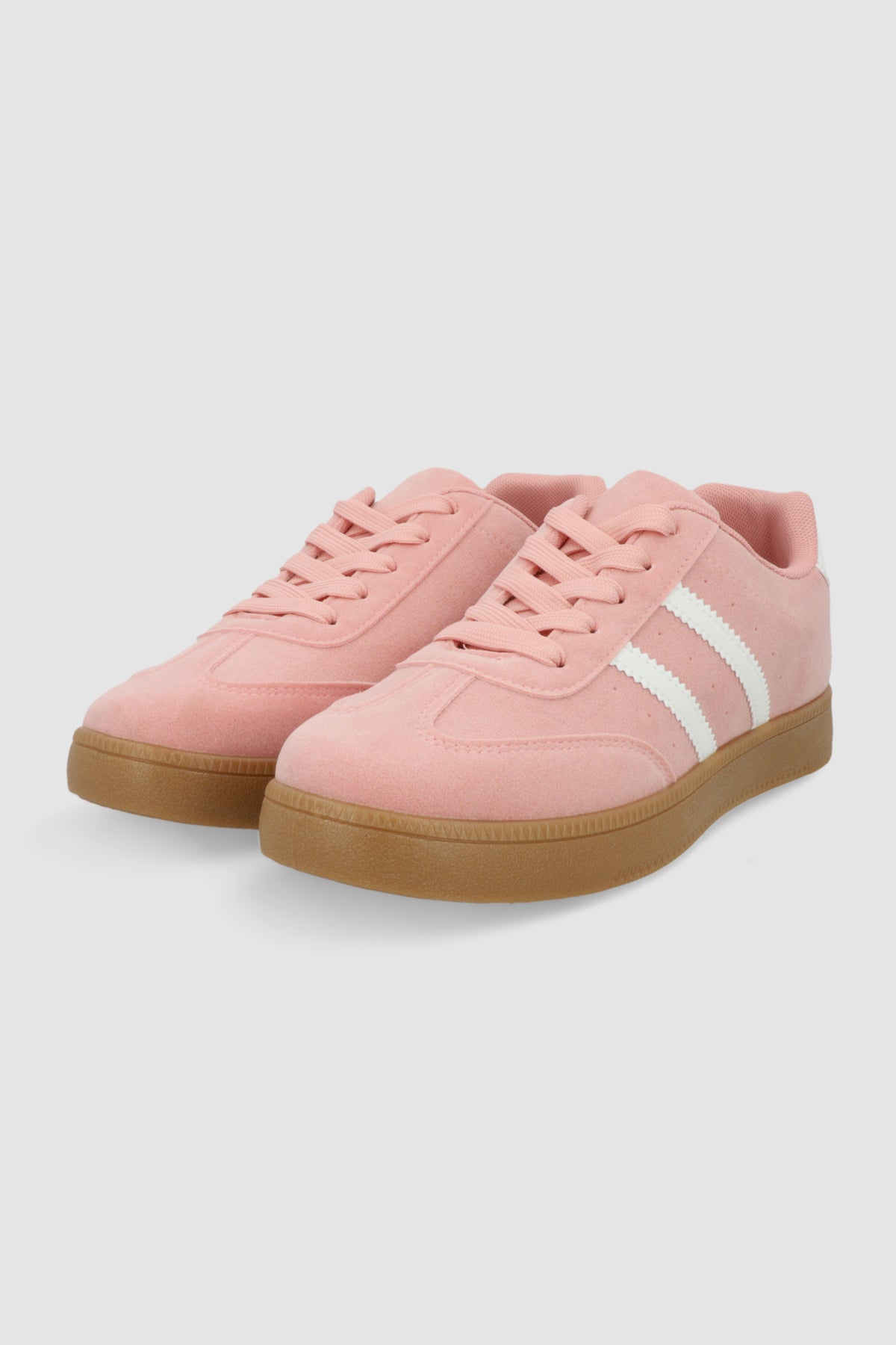 Tenis casual rayas puntera suede BLUSH
