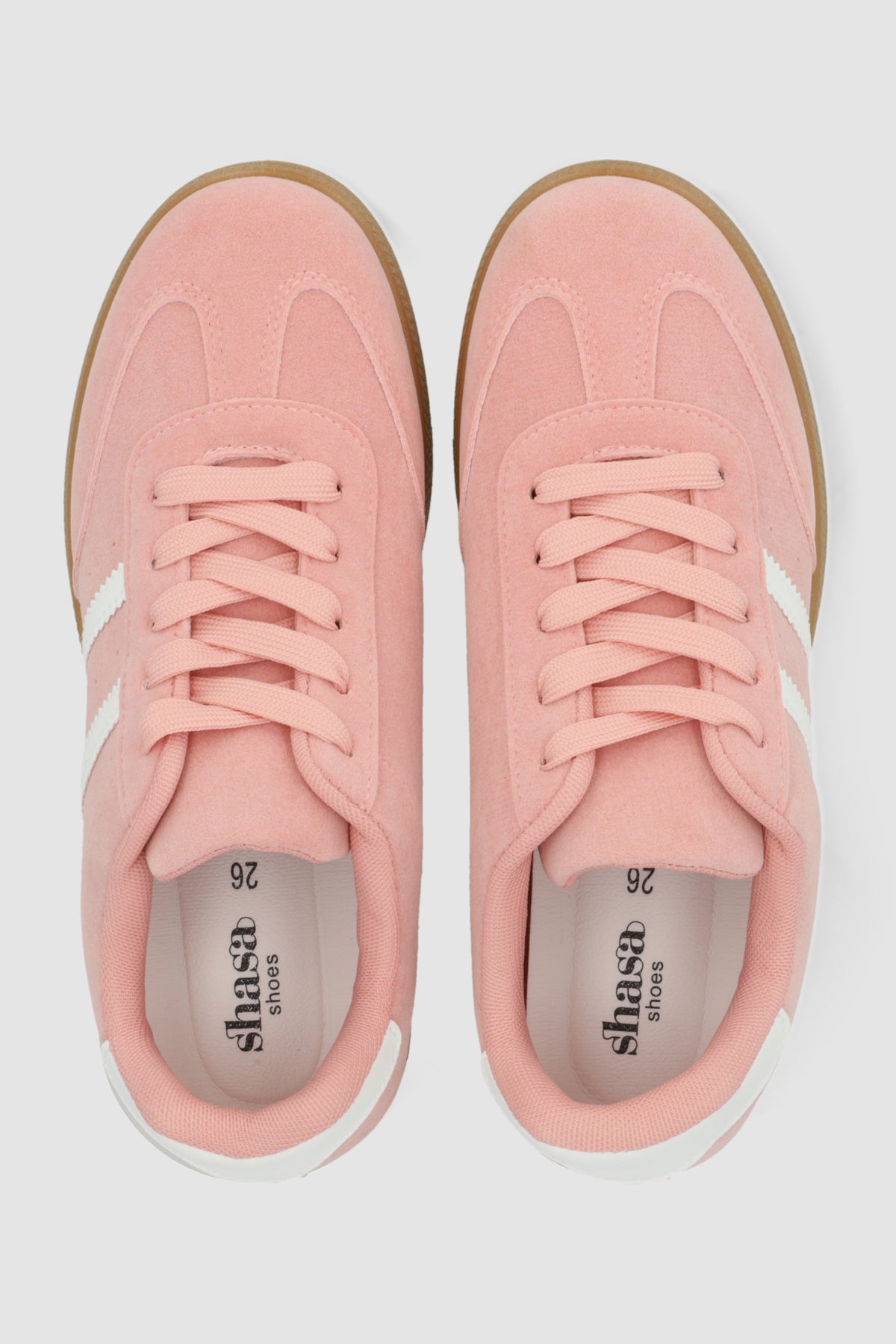 Tenis casual rayas puntera suede BLUSH