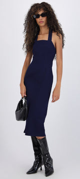 Vestido midi escote halter mezclilla