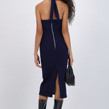 Vestido midi escote halter mezclilla
