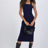 Vestido midi escote halter mezclilla