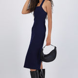 Vestido midi escote halter mezclilla