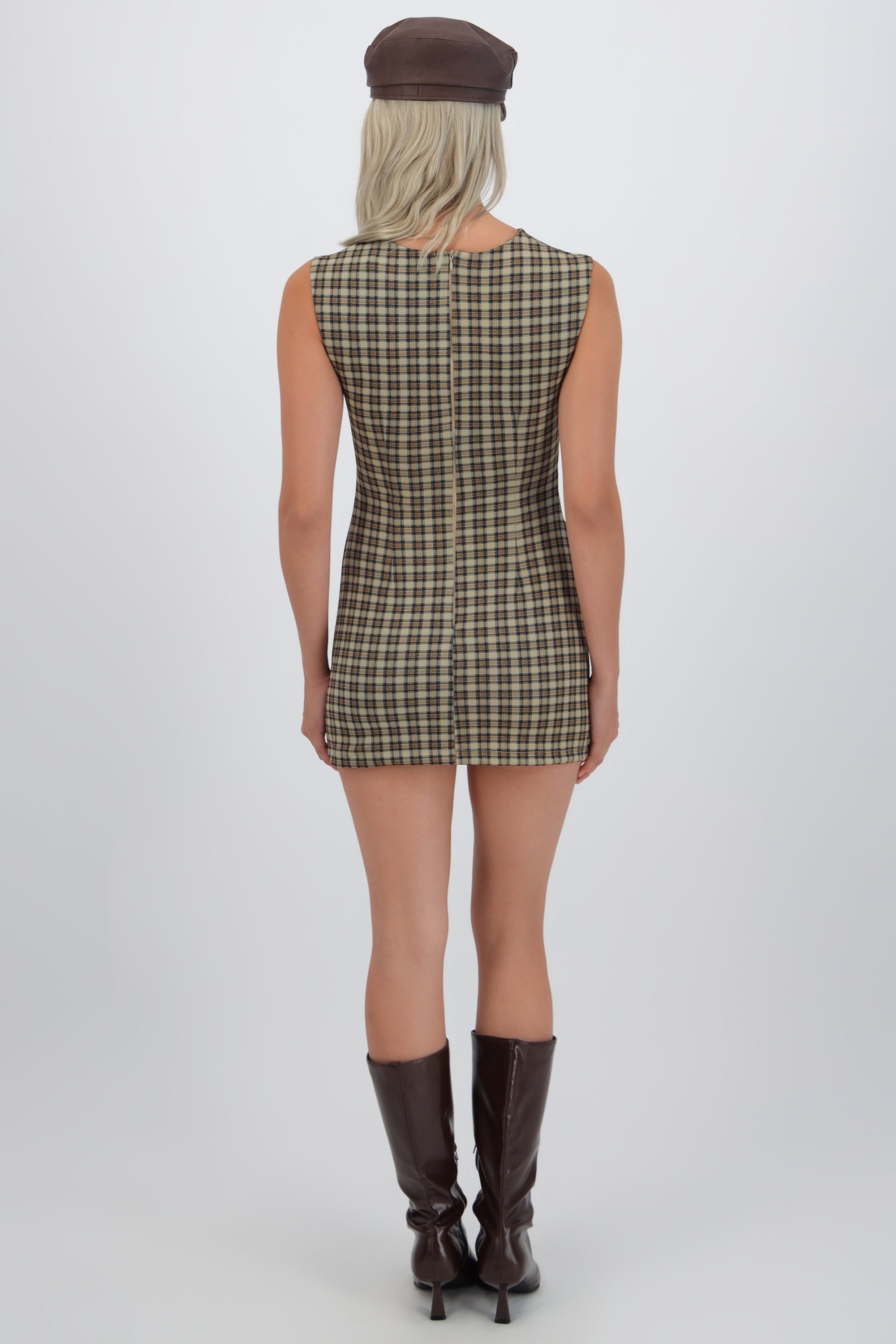 Vestido mini recto cuadros
