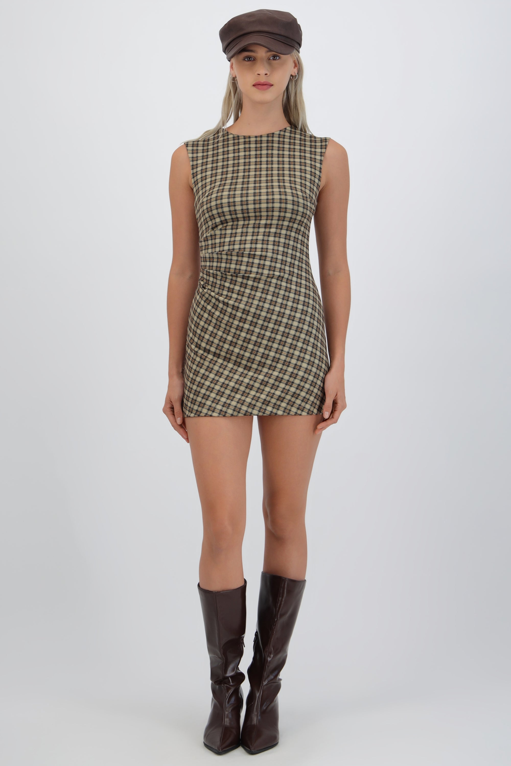 Vestido mini recto cuadros