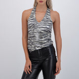 Top animal print con brillo lentejuela