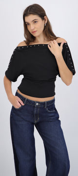 Top off-shoulders con studs