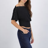 Top off-shoulders con studs