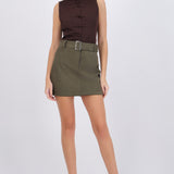 Falda mini cinturón suede