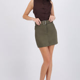 Falda mini cinturón suede