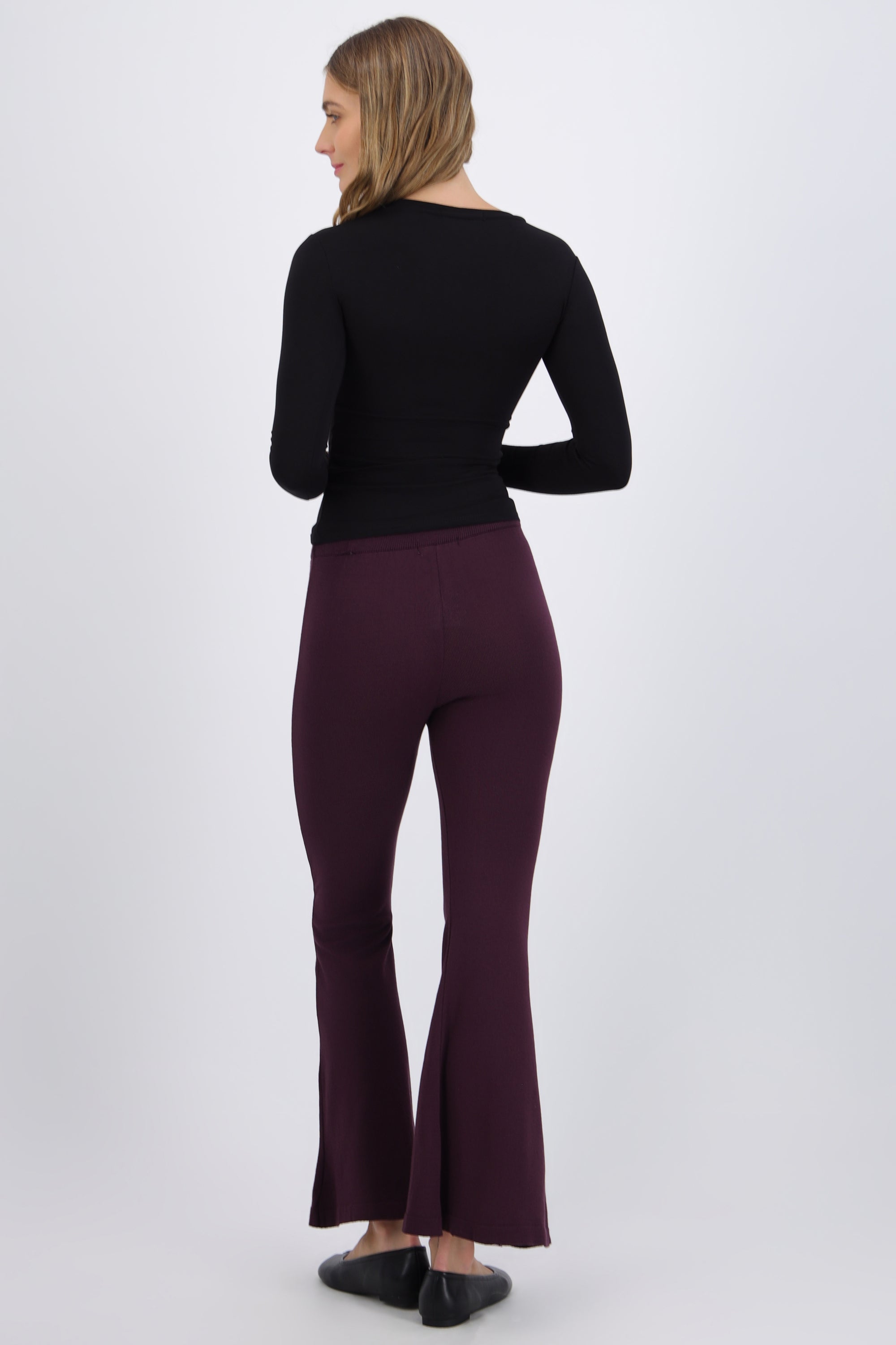 Pantalón flare tejido detalle jareta