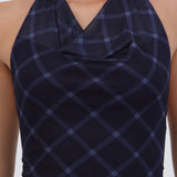 Top halter cascada estampado cuadros
