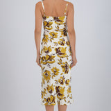 Vestido midi satinado flores