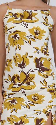 Vestido midi satinado flores