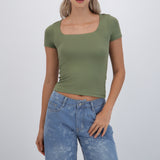 Top manga corta escote cuadrado