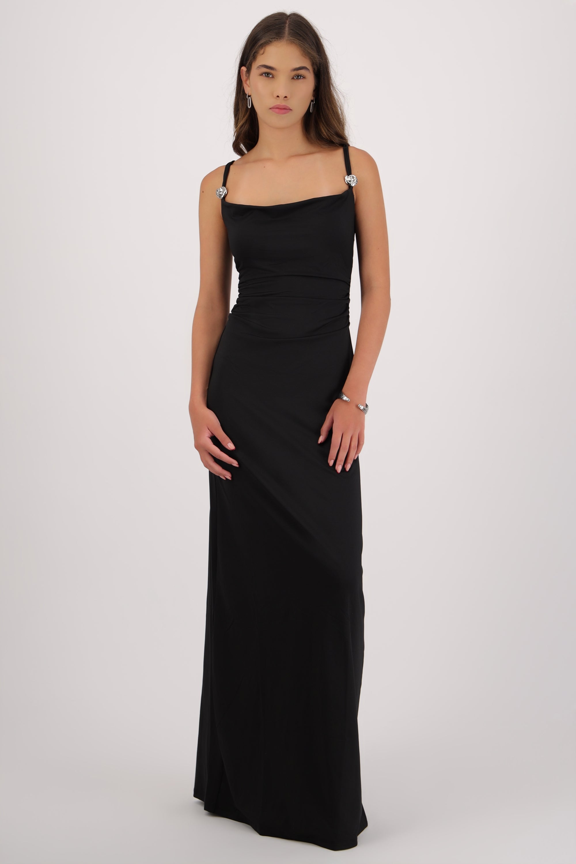 Maxi vestido detalle tirantes NEGRO