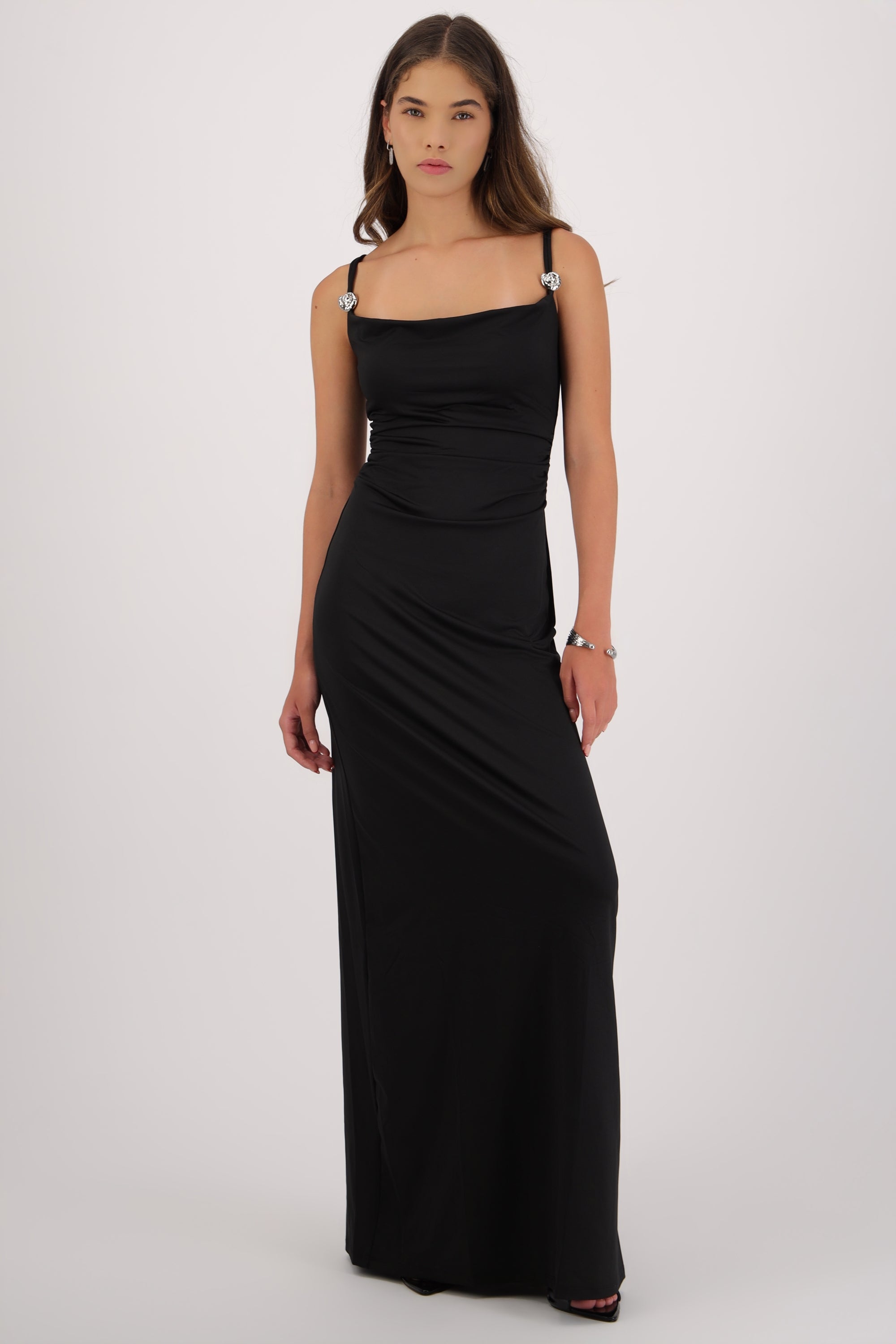 Maxi vestido detalle tirantes NEGRO