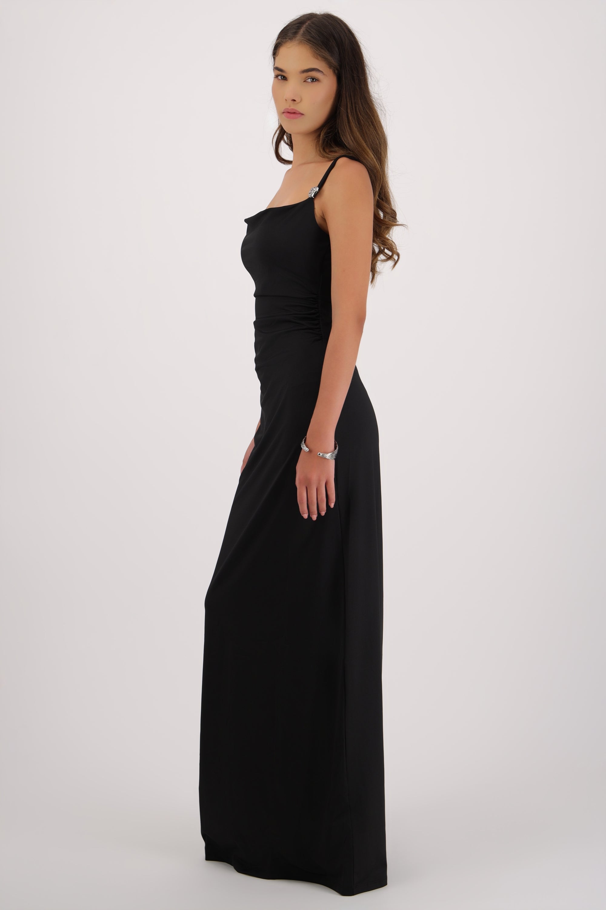 Maxi vestido detalle tirantes NEGRO