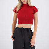Top manga corta cuello alto básico