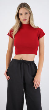 Top manga corta cuello alto básico