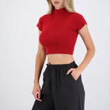 Top manga corta cuello alto básico