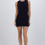 Vestido mini sin manga contraste costura