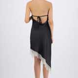 Vestido halter encaje asimetrico