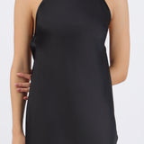 Vestido halter encaje asimetrico