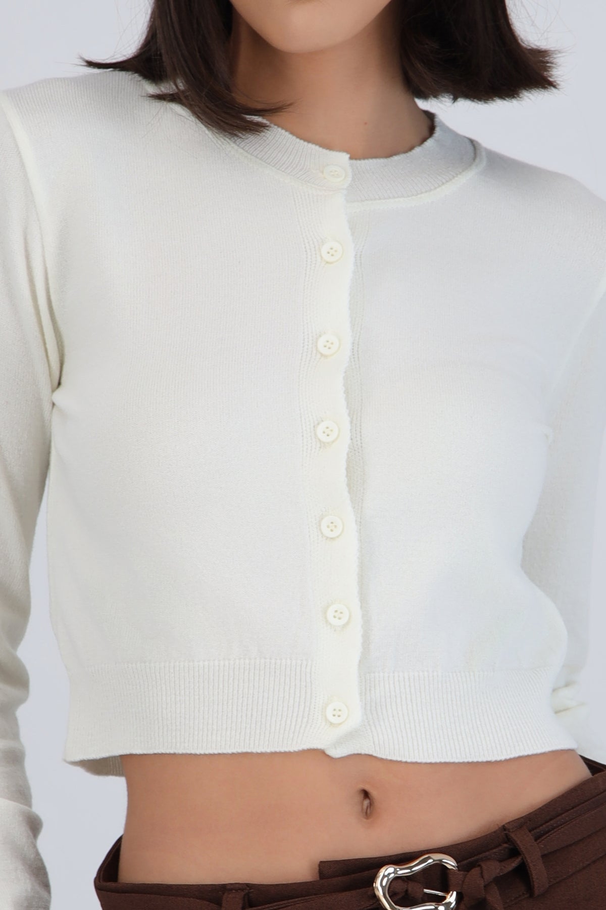 Cardigan botones cuello redondo HUESO