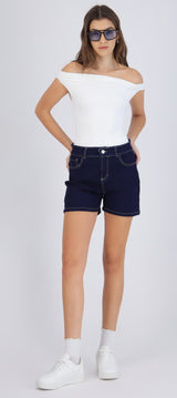 Denim shorts tiro medio