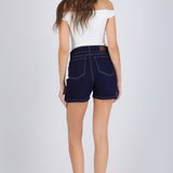 Denim shorts tiro medio