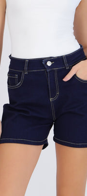 Denim shorts tiro medio