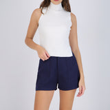 Top tejido sin manga cuello alto