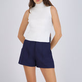 Top tejido sin manga cuello alto