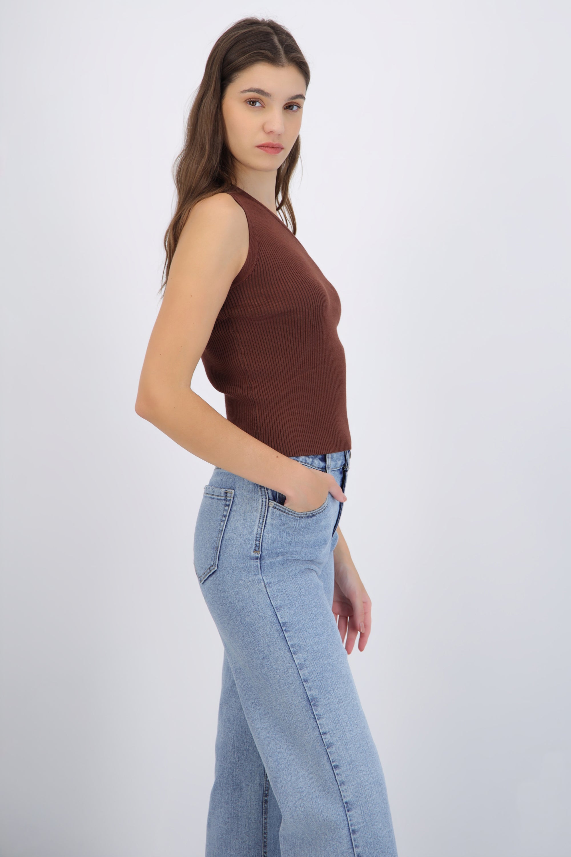 Top one shoulder tejido