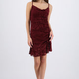 Vestido mini tirantes mesh flock