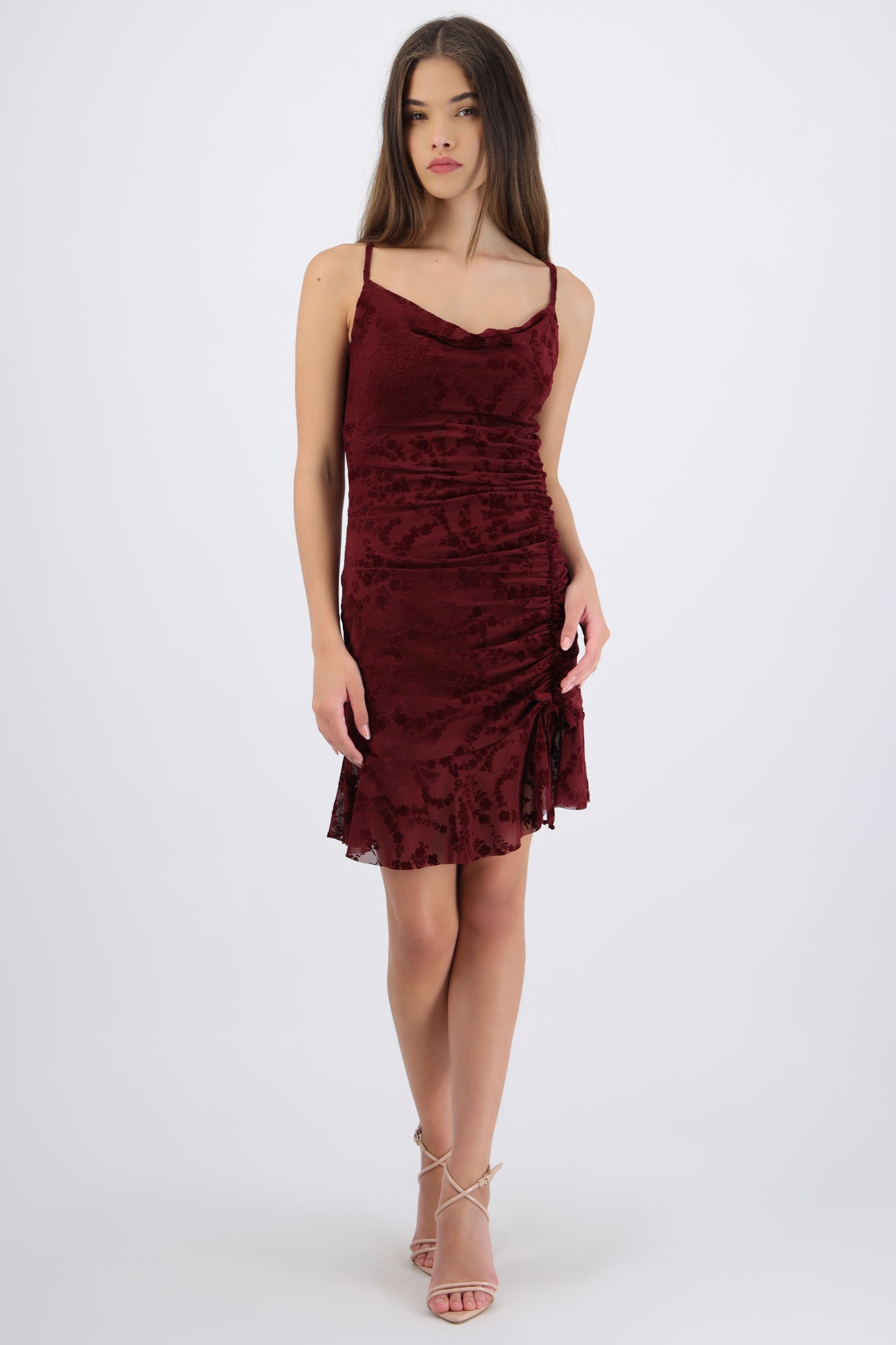 Vestido mini tirantes mesh flock