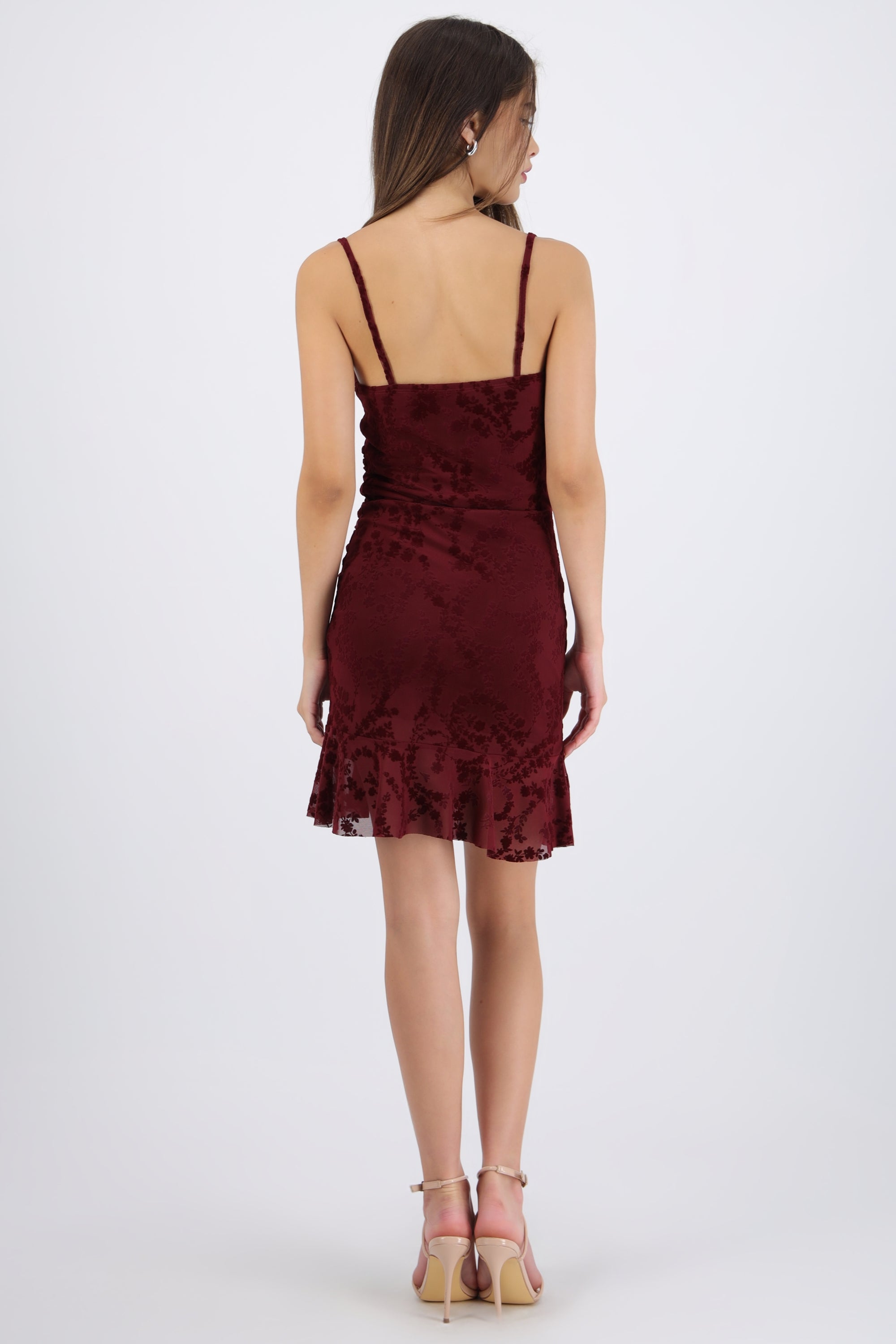 Vestido mini tirantes mesh flock