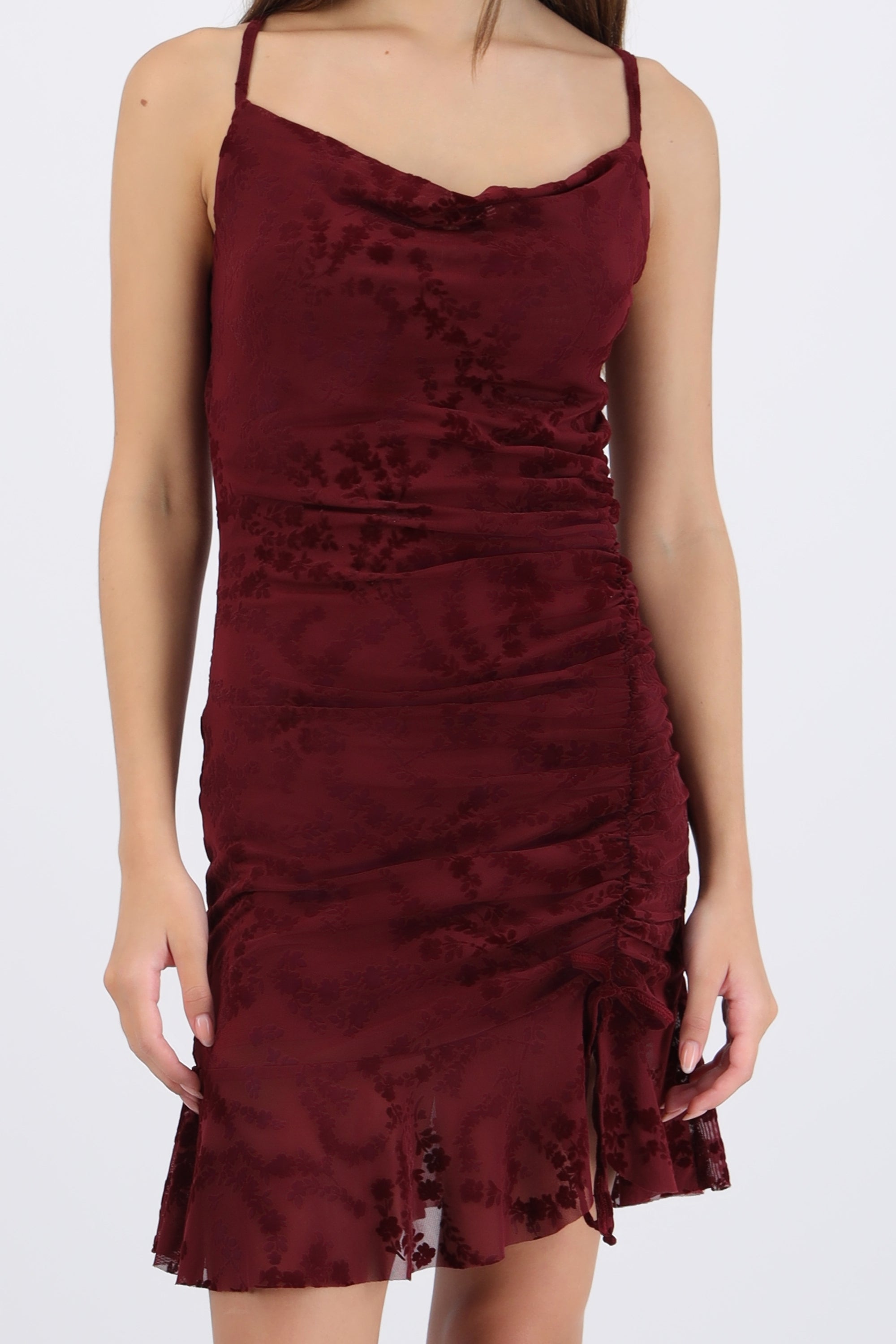 Vestido mini tirantes mesh flock