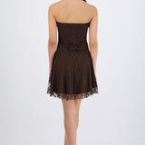 Vestido mini strapless encaje