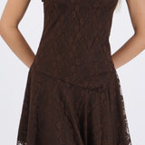 Vestido mini strapless encaje