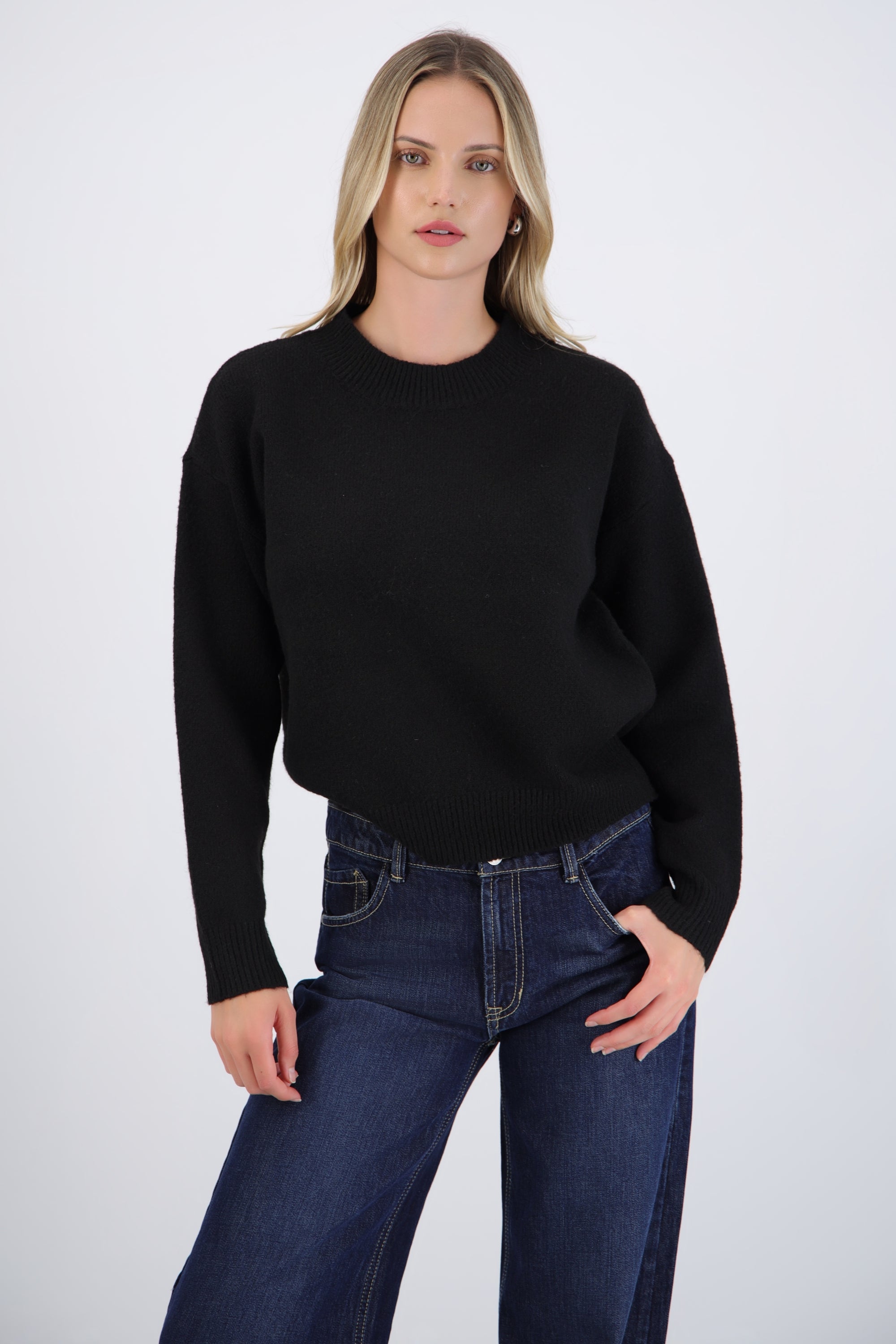 Suéter cuello redondo textura suave