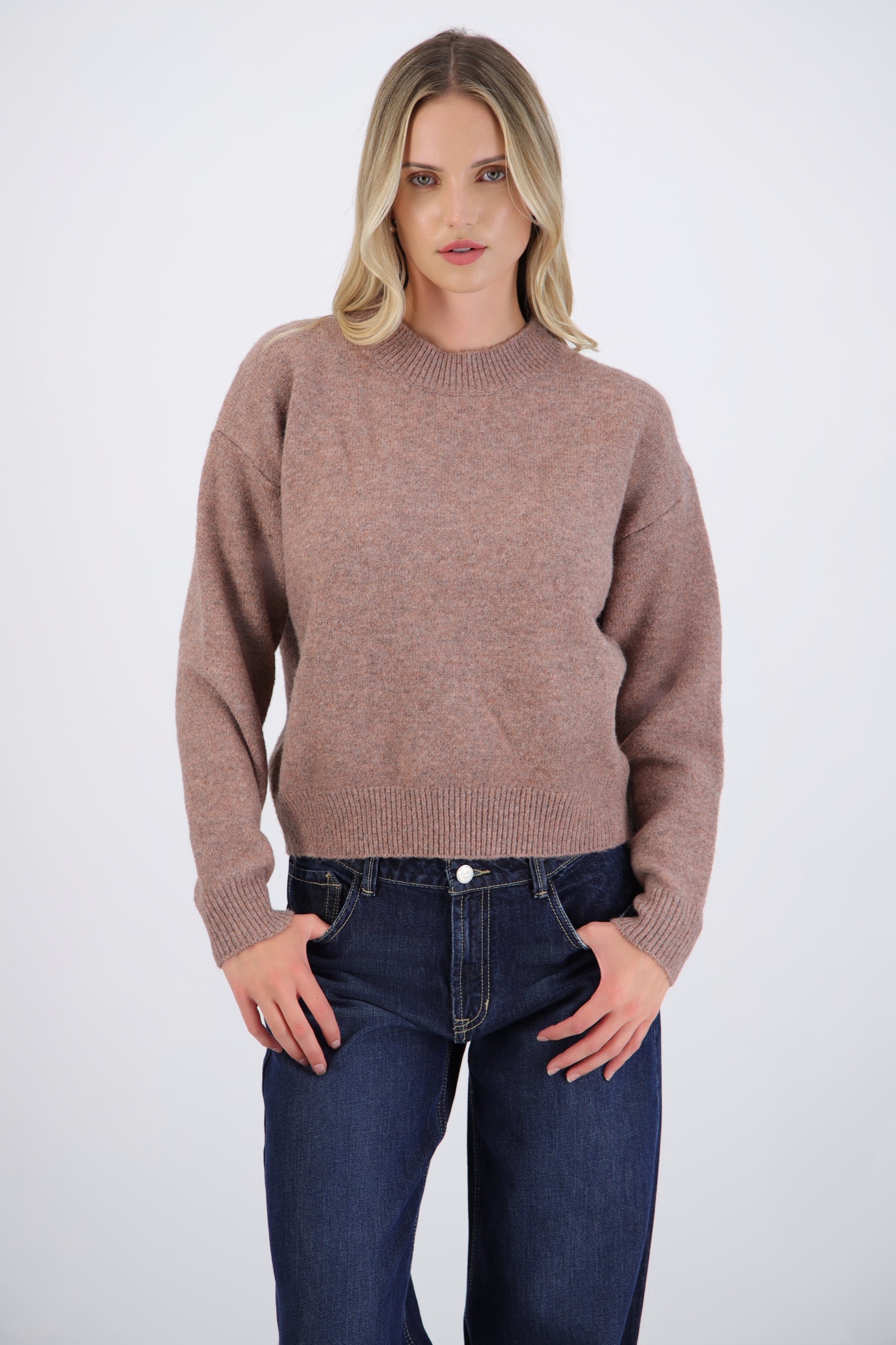 Suéter cuello redondo textura suave