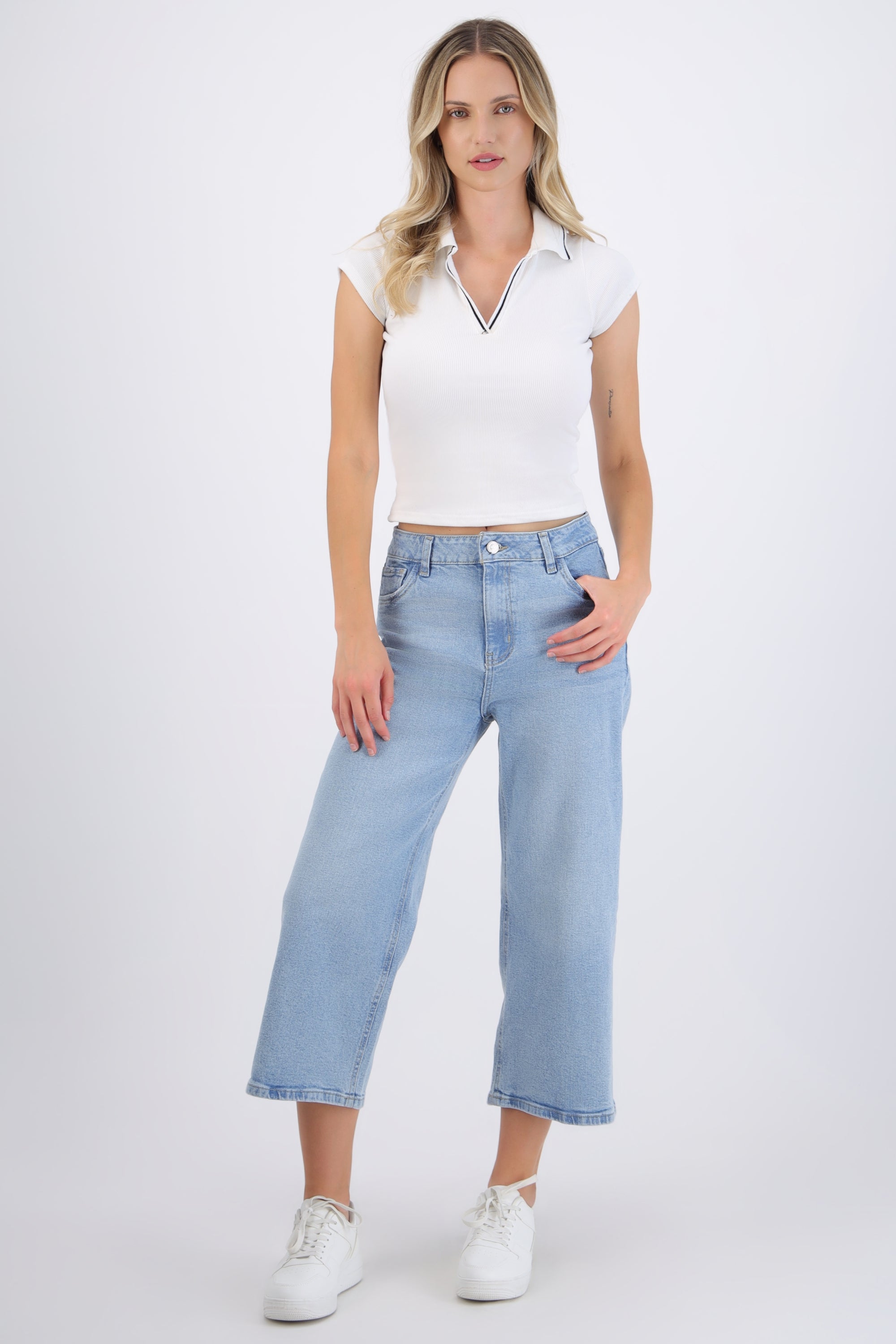Jeans cropped desgaste