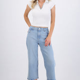 Jeans cropped desgaste