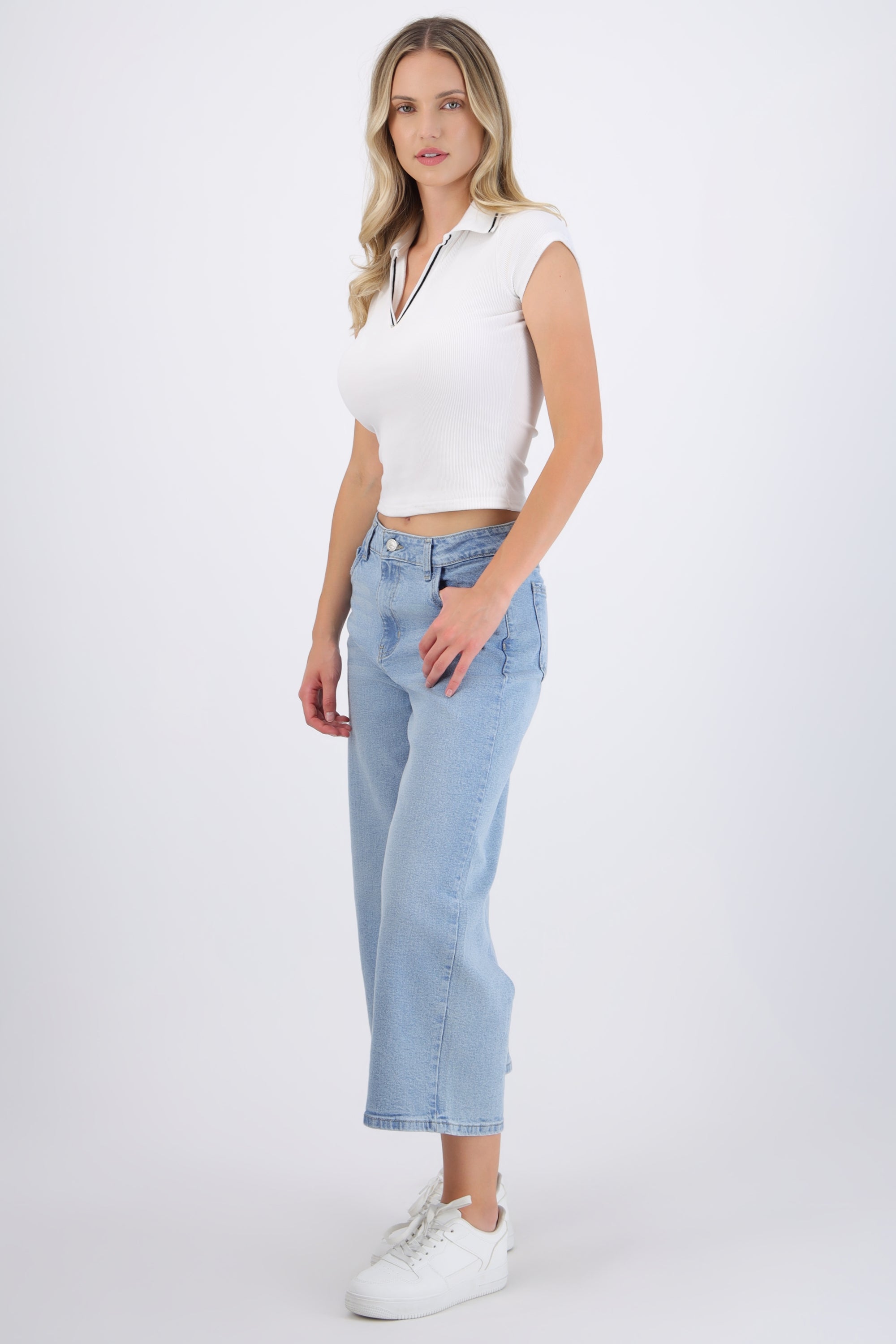 Jeans cropped desgaste